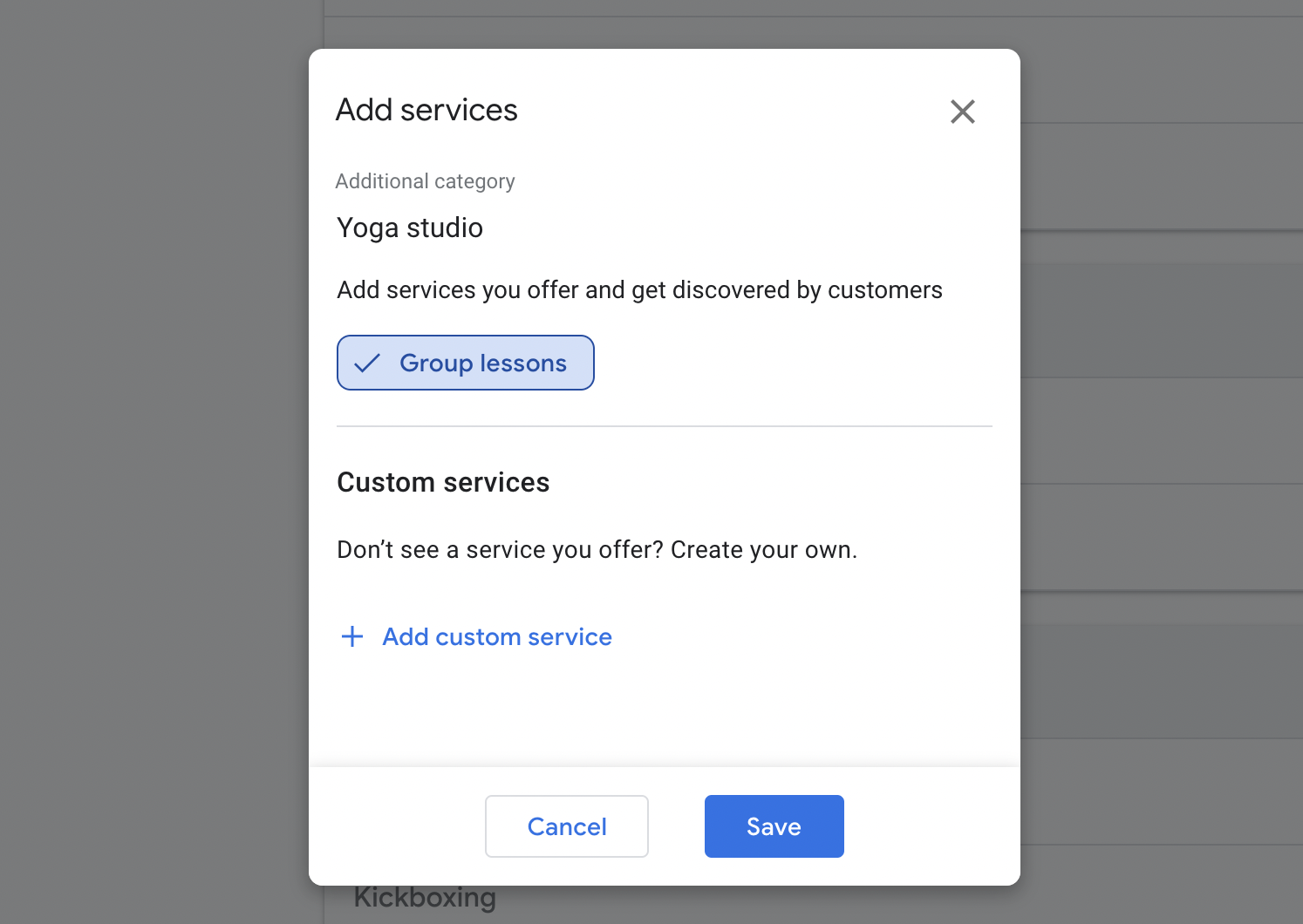 Google My Business add services
