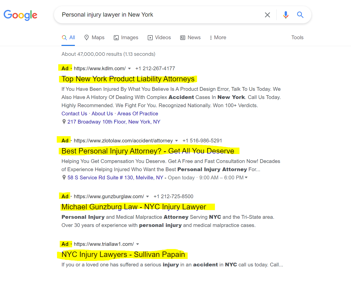 Google Ads in search